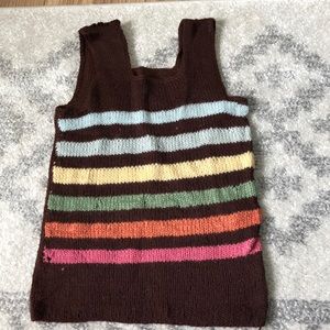 Crocheted top, brown striped XS
